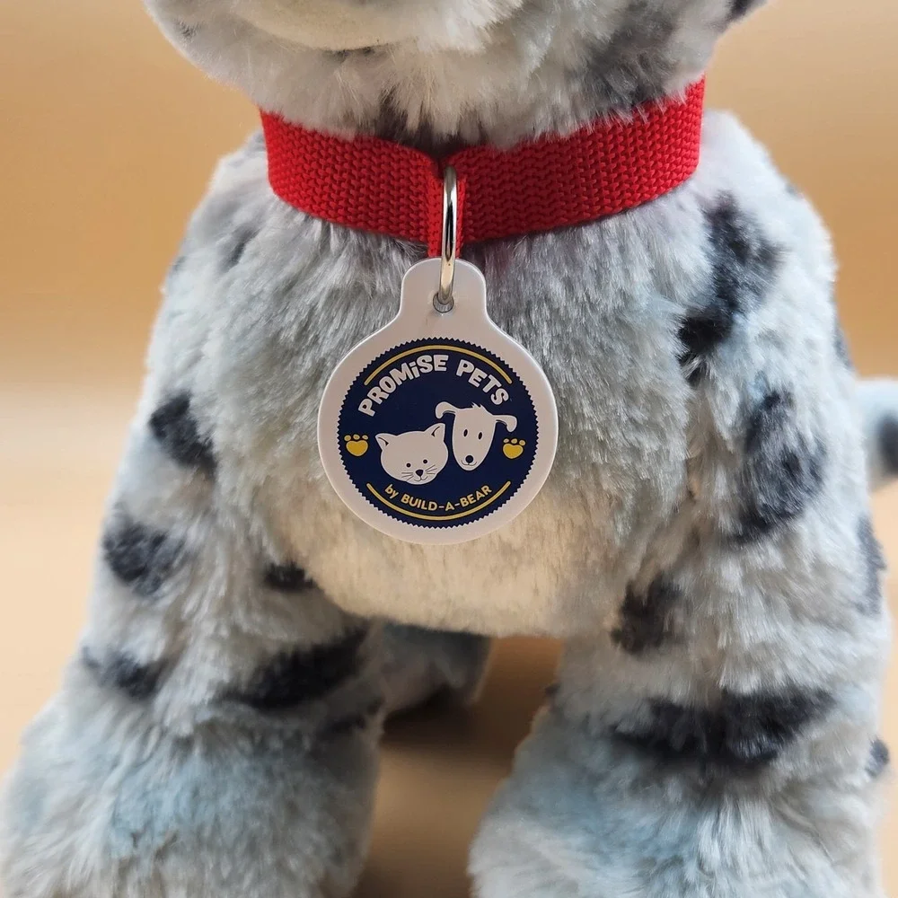 Build a Bear BAB Promise Pets Spotted Gray Cat Plush Stuffed Animal Green Eyes